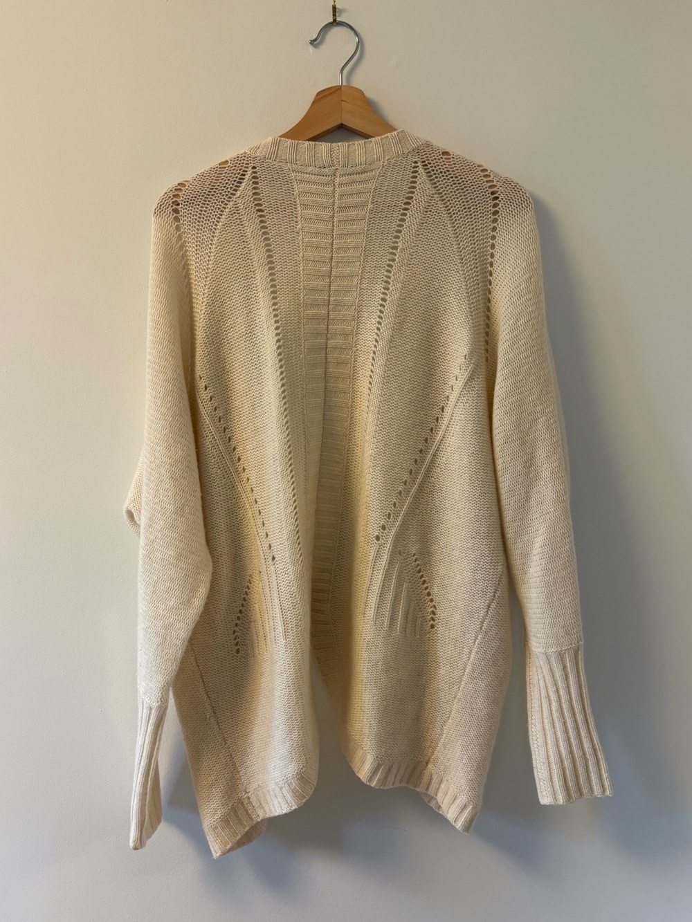 Autumn Cashmere Open-Front Cream Cardigan Sweater - Picture 3 of 3